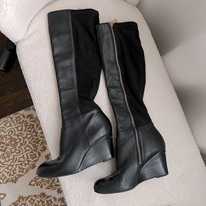 Michael Kors leather wedge boots